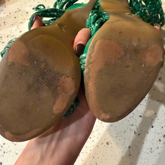 Steve Madden green rope lace up ankle cuff heels - Picture 6 of 7